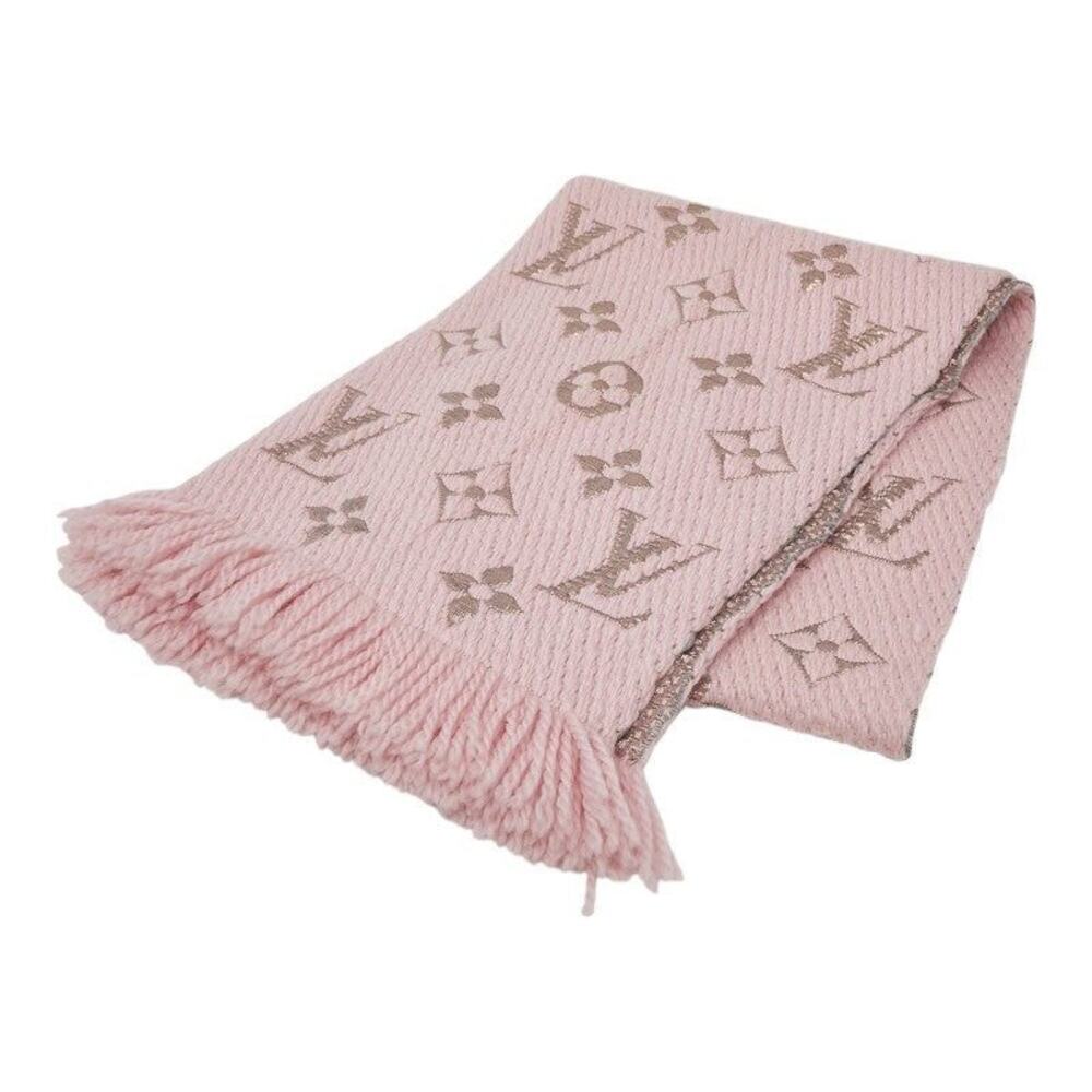 Louis Vuitton Logomania Shine Wool Silk Scarf Pink